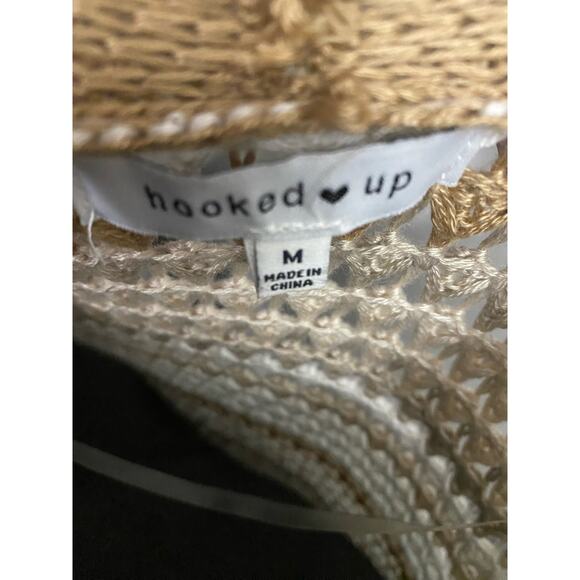 Hooked Up Crochet Duster Medium  Split Sides Browns Cream - Picture 3 of 13